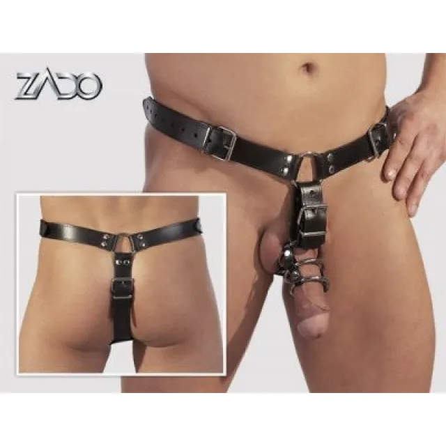 ZADO Læder streng med dildo -L-XL